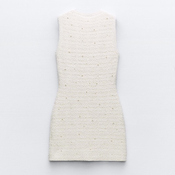 ZARA PEARL TRIM KNIT MINI DRESS - Picture 7 of 7